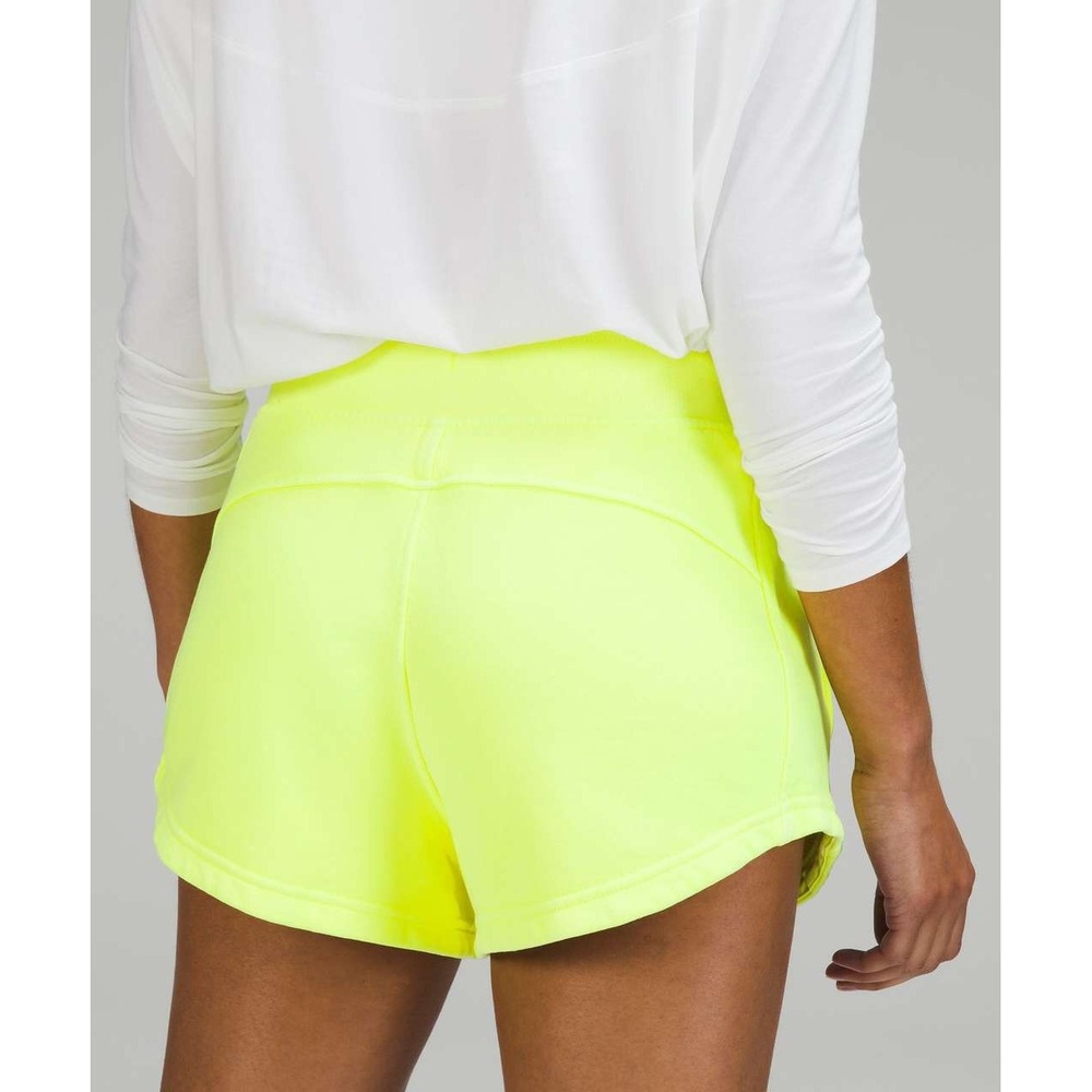 Lululemon Inner Glow High-Rise Shorts Stretch French Terry Utility Neon Size 12